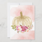 カボチャ女の子のピンクの金ゴールドの最初誕生日の水彩画 招待状 (裏面)