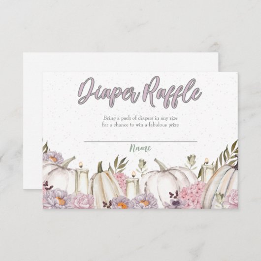 カボチャ女の子ピンク赤ちゃんシャワーおむつラッフルカード 招待状 (正面/裏面)