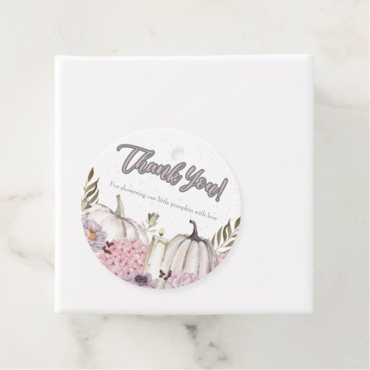 カボチャ女の子ピンク赤ちゃんシャワーサークルありがとう フェイバータグ (インサイチュ)