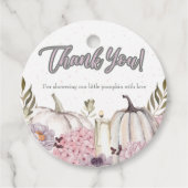 カボチャ女の子ピンク赤ちゃんシャワーサークルありがとう フェイバータグ (正面)
