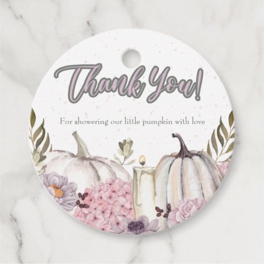 カボチャ女の子ピンク赤ちゃんシャワーサークルありがとう フェイバータグ (正面)