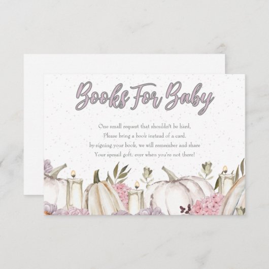 カボチャ女の子ピンク赤ちゃんシャワー本ベビーカード 招待状 (正面/裏面)