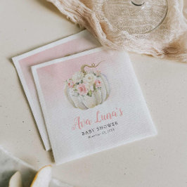 カボチャ女の子ベビーシャワーナプキパーソナライズされたンス スタンダードカクテルナプキン