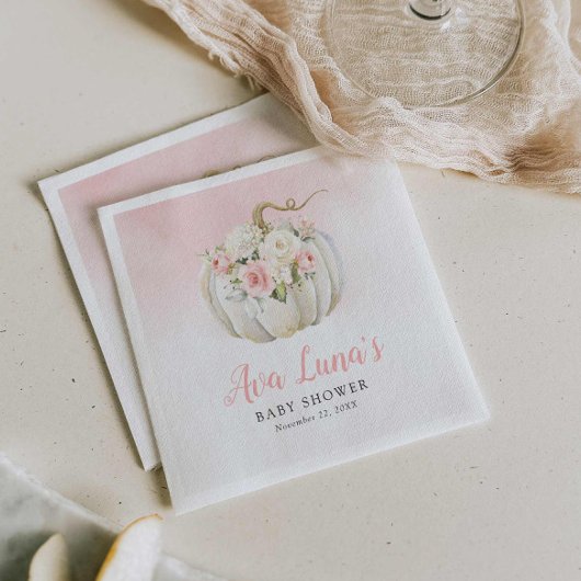 カボチャ女の子ベビーシャワーナプキパーソナライズされたンス スタンダードカクテルナプキン