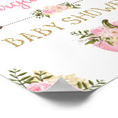 カボチャ女の子ベビーシャワー歓迎サインピンクフローラ ポスター (角)