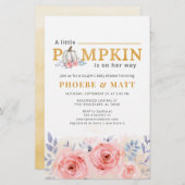 カボチャ女の子ベビーシャワー水色フローラ 便箋 (正面/裏面)