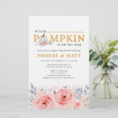 カボチャ女の子ベビーシャワー水色フローラ 便箋 (スタンド正面)