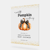 カボチャ女の子ベビーシャワー秋秋ブラックボウ アクリルサイン (傾斜)