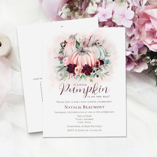 カボチャ女の子ベビーシャワー インビテーションポストカード