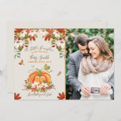 カボチャ妊娠の発表の秋の秋のベビー 案内状 (正面/裏面)