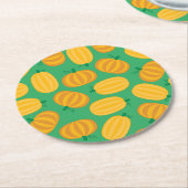 カボチャ子供の誕生日パーティー ラウンドペーパーコースター (アングル)