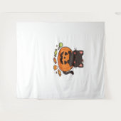 カボチャ子猫パレードエッセンシャルTシャツ タペストリー (正面(横))