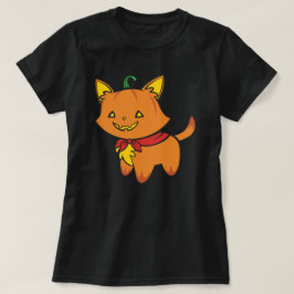 カボチャ子猫Tシャツ Tシャツ