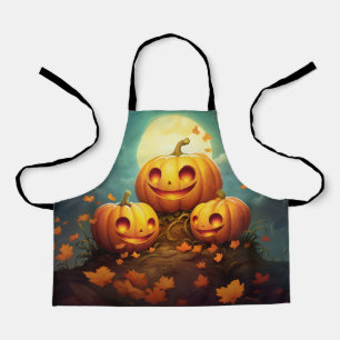 カボチャ家族かわいいハロウィーンのカボチャのちょうちんハロウィーン エプロン