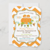 カボチャ対の男の子の秋のベビーシャワー招待状 招待状 (正面)