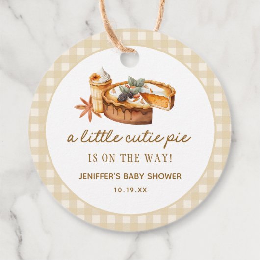 カボチャ小さなかわいこちゃんパイは途中の赤ちゃんシャワー フェイバータグ (裏面)