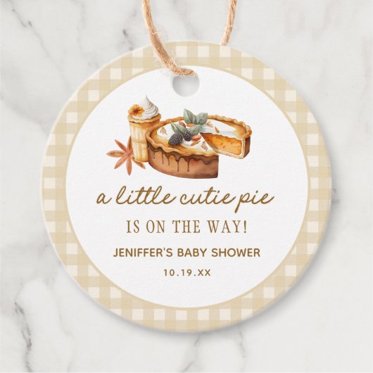 カボチャ小さなかわいこちゃんパイは途中の赤ちゃんシャワー フェイバータグ (正面)