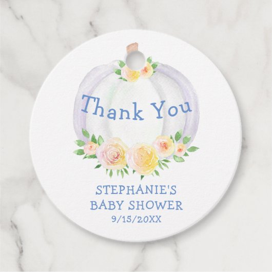 カボチャ少年の赤ちゃんシャワーありがとう フェイバータグ (正面)