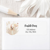 カボチャ山花ピンクベージュ差出人住所 ラベル (インサイチュ)