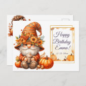 カボチャ山花秋水彩誕生日 インビテーションポストカード (正面/裏面)