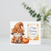 カボチャ山花秋水彩誕生日 インビテーションポストカード (スタンド正面)