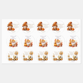 カボチャ山花秋水彩誕生日 ラベル