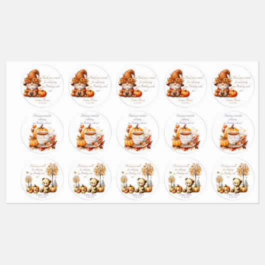 カボチャ山花秋水彩誕生日 ラベル (シート)