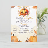 カボチャ山花秋水彩誕生日 招待状 (スタンド正面)