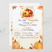 カボチャ山花秋水彩誕生日 招待状 (正面/裏面)
