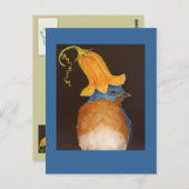 カボチャ帽子ハガキ付きブルーバード ポストカード (正面/裏面)