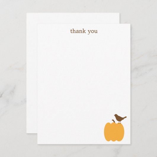 カボチャ平たい箱の鳥はメッセージカード感謝していしています ノートカード (正面/裏面)