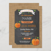 カボチャ年齢の誕生会の男の子の女の子の招待 招待状 (正面/裏面)