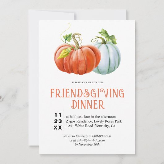 カボチャ幸せな友情を燃やしたオレンジのインビタティ 招待状 (正面)