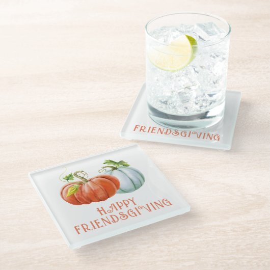 カボチャ幸せな友情を燃やしたオレンジ ガラスコースター (アングル)