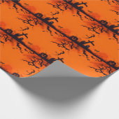 カボチャ幽霊とこうもりズ入り墓地 ラッピングペーパー (角)