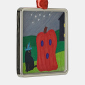 カボチャ幽霊とウィザードキャットハロウィンオーナメント メタルオーナメント (右)