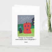 カボチャ幽霊とウィザードキャットハロウィンカード カード (裏面)