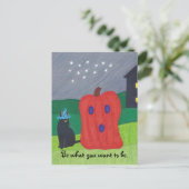 カボチャ幽霊とウィザードキャットハロウィンポストカード ポストカード (スタンド正面)