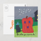 カボチャ幽霊とウィザードキャットハロウィンポストカード ポストカード (正面/裏面)