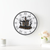 カボチャ幽霊のよく出るンとこうもりハロウィーンの家 ラージ壁時計 (ホーム)