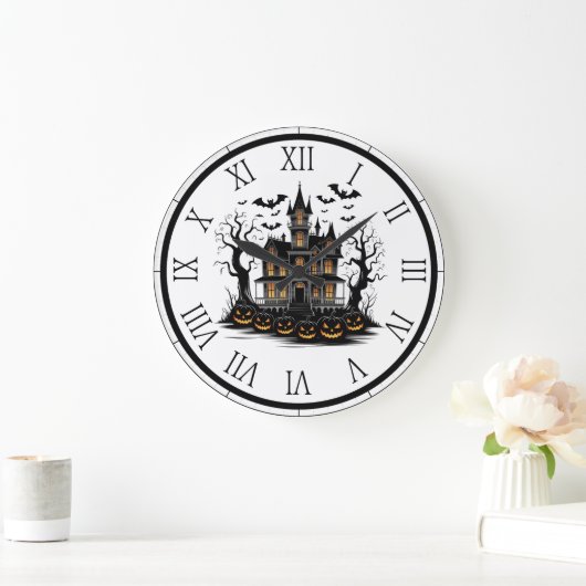 カボチャ幽霊のよく出るンとこうもりハロウィーンの家 ラージ壁時計 (ホーム)