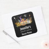 カボチャ幽霊のよく出るンハウスと幽霊&こうもりキャンドルビズ スクエアシール (封筒)