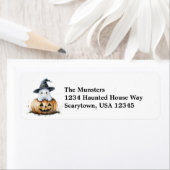 カボチャ幽霊の魔女の帽子の水の色ハロウィーン ラベル (インサイチュ)