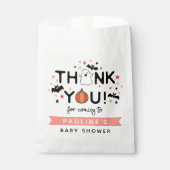 カボチャ幽霊ピンクハロウィーン赤ちゃんシャワーありがとう フェイバーバッグ (正面)