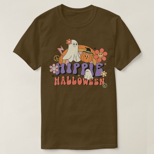 カボチャ幽霊ブー60s 70sヒッパイハロウィーングルービー tシャツ (デザイン正面)