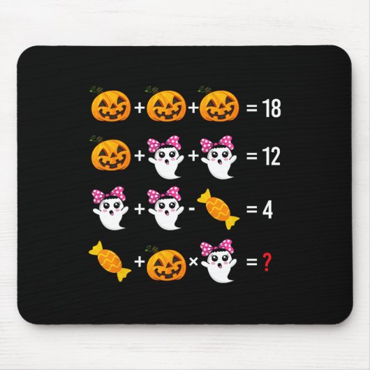 カボチャ幽霊数学ハロウィーンCu マウスパッド (正面)