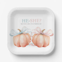 カボチャ弓ピンクブルージェンダーリビール ペーパープレート