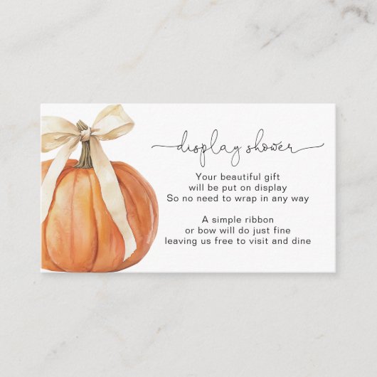 カボチャ弓表示赤ちゃんシャワー囲いカード エンクロージャーカード (正面)