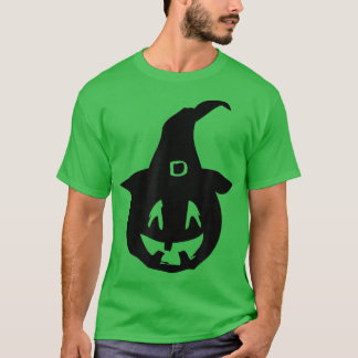カボチャ彫りハロウィーンのカボチャのちょうちんウィッチハットハロウィン Tシャツ