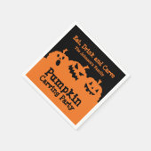 カボチャ彫りパーティーオレンジブラック名前をカスタムする スタンダードカクテルナプキン (角)